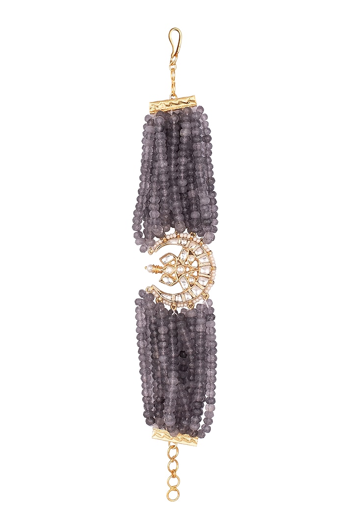 Gold Plated Beaded Chand Bracelet by Riana Jewellery