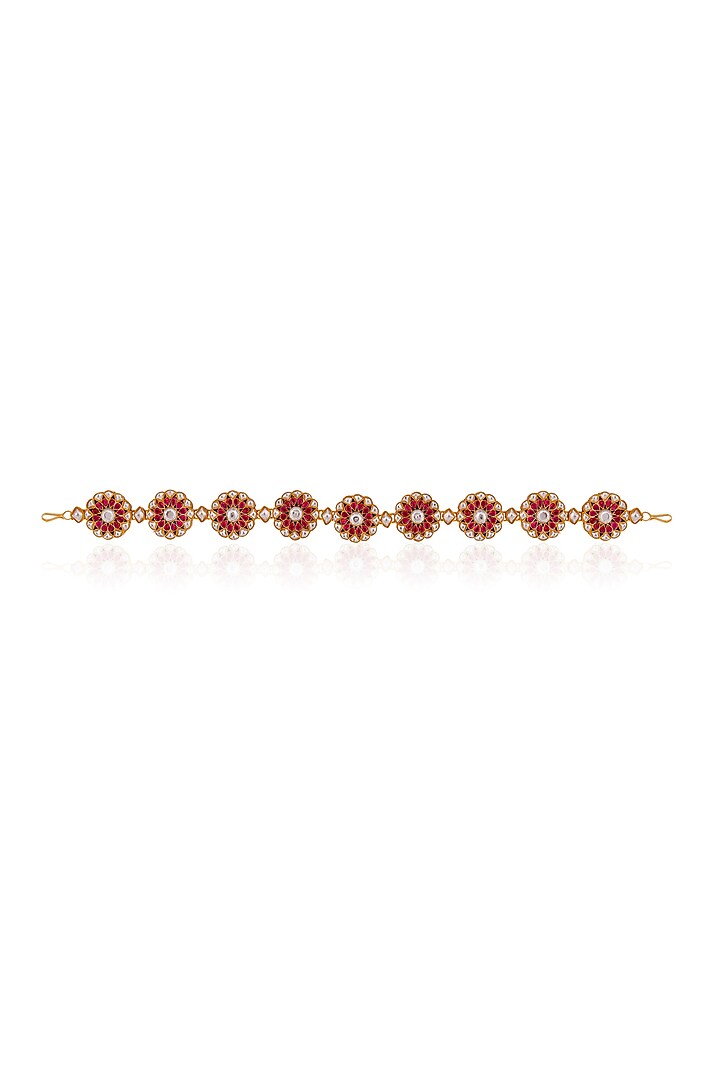 Gold Finish Jadau & Kundan Polki Hairband by Riana Jewellery at Pernia's Pop Up Shop