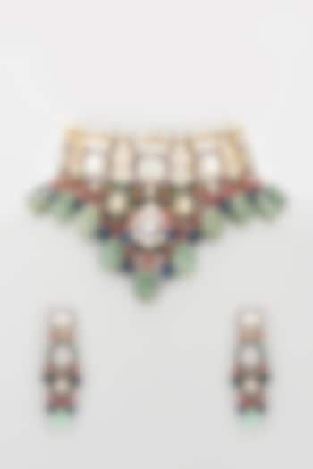 Gold Plated Meenakari Necklace Set by Riana Jewellery at Pernia's Pop Up Shop