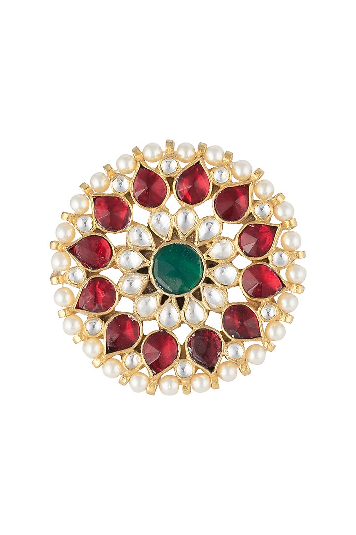 Gold plated red and green ring by RIANA JEWELLERY at Pernia's Pop Up Shop