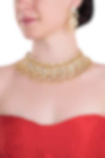 Gold plated oval motive necklace set by RIANA JEWELLERY at Pernia's Pop Up Shop