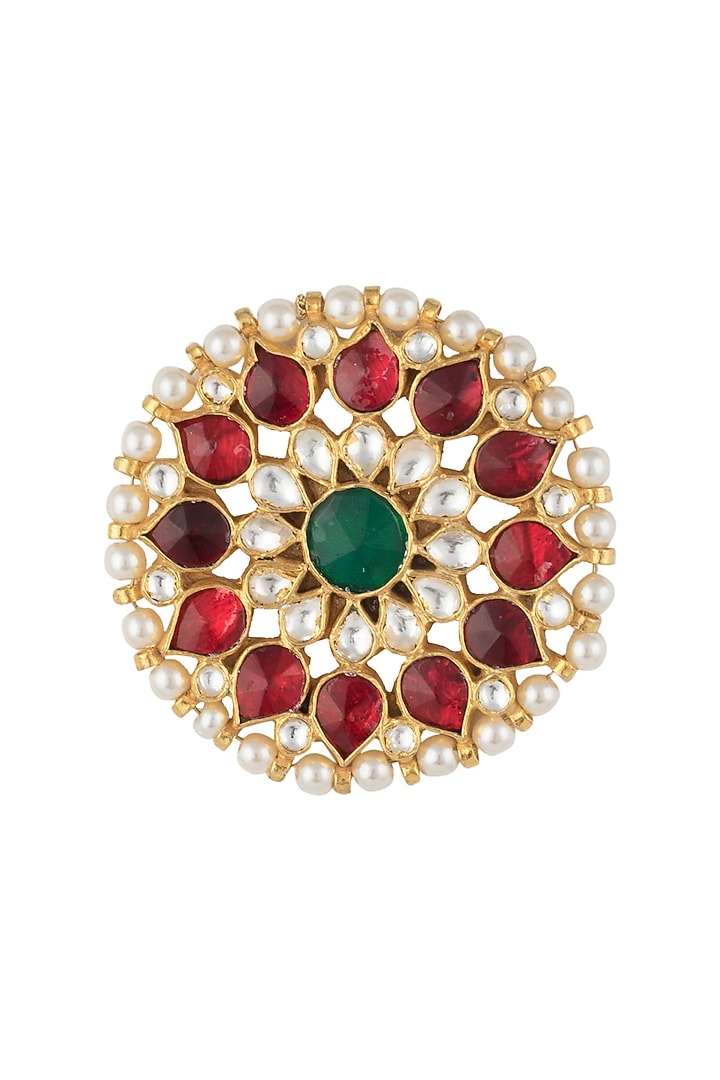 Gold plated red stud earrings by RIANA JEWELLERY at Pernia's Pop Up Shop