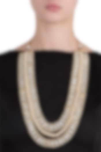 Gold plated 6 corner stone long necklace by RIANA JEWELLERY