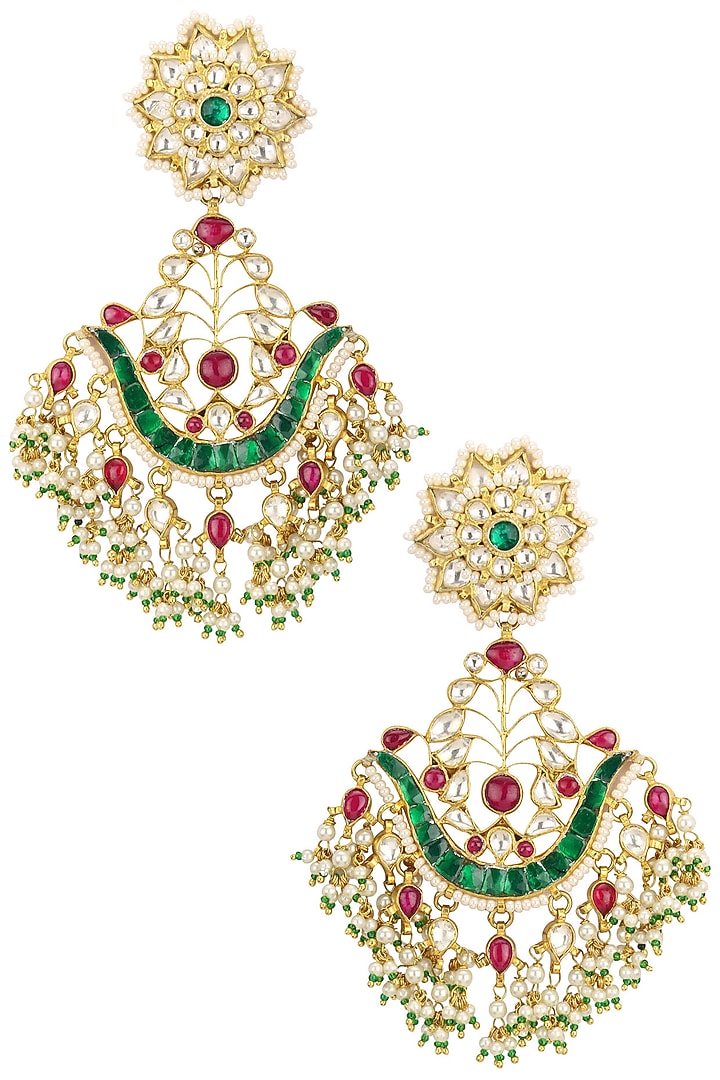 Raina Jewels presents Gold plated U shaped chandbali earrings available only at Pernia's Pop Up Shop.