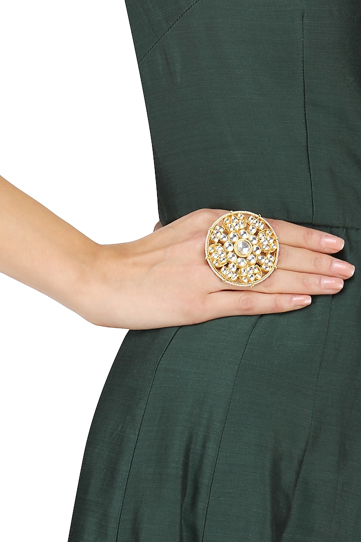 Gold Plated Bridal Round Ring by Riana Jewellery