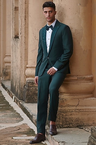 Buy Emerald Green Tuxedo for men Online from Indian Designers 2026