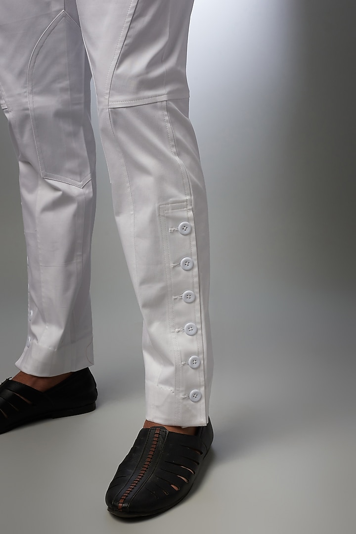 White Cotton Breeches by Rohit Kamra Jaipur at Pernia's Pop Up Shop