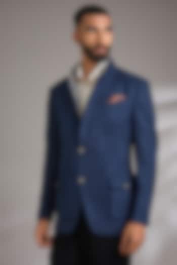 Blue Suede Wedding Bandhgala Jacket by Rohit Kamra Jaipur at Pernia's Pop Up Shop