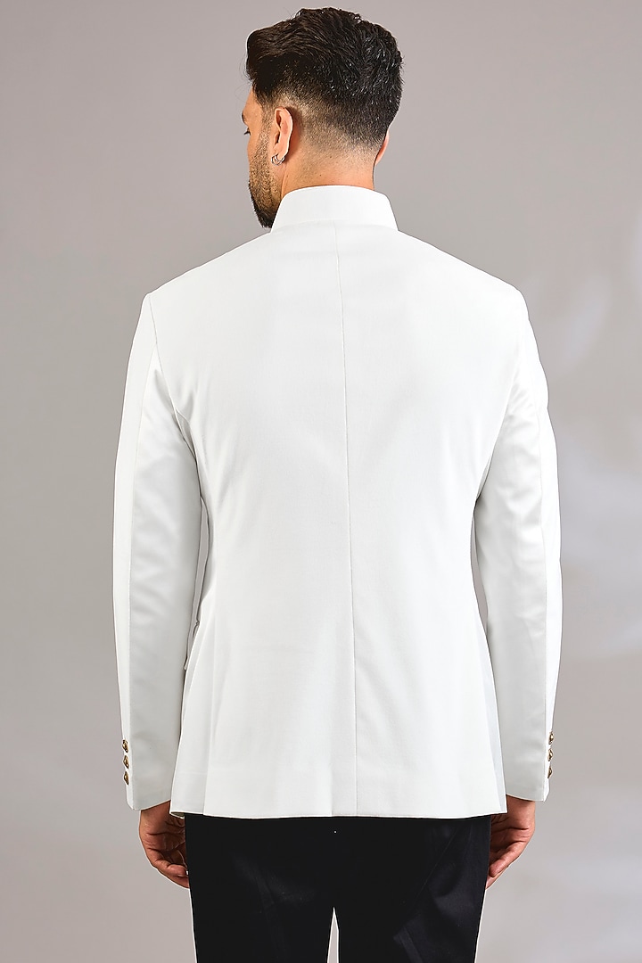 Ivory Suede Groom Bandhgala by Rohit Kamra Jaipur at Pernia's Pop Up Shop