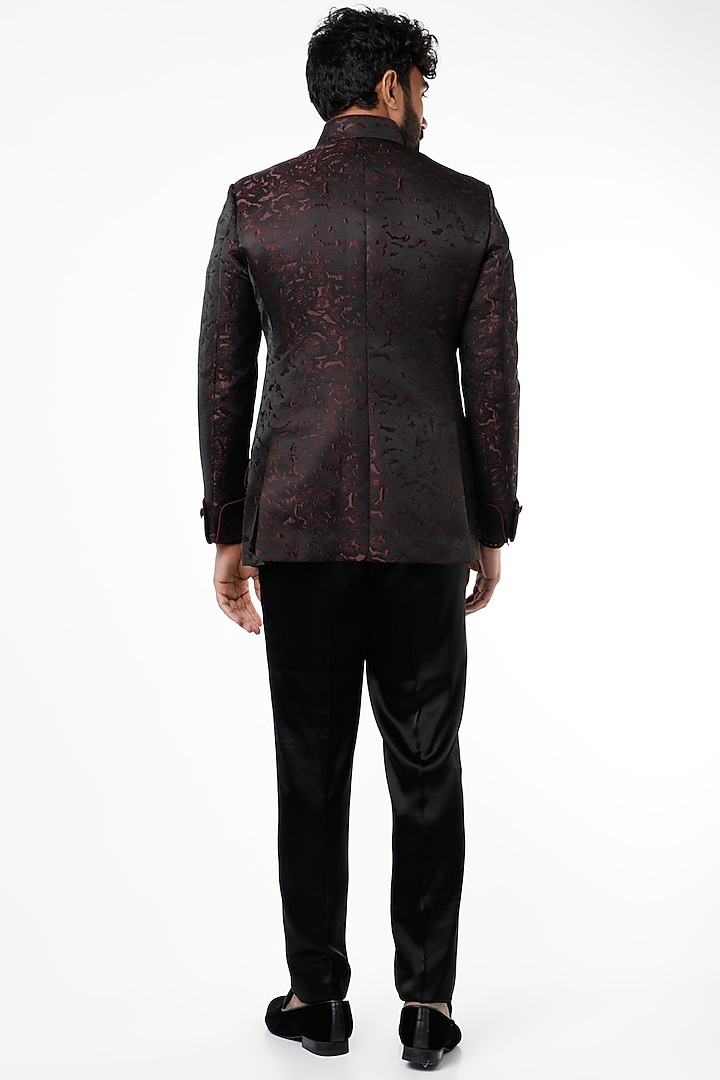 Crimson Black Jodhpuri Wedding Bandhgala Jacket by Rohit Kamra Jaipur at Pernia's Pop Up Shop