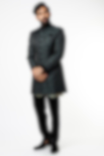 Emerald Green Indo-Western Wedding Sherwani by Rohit Kamra Jaipur at Pernia's Pop Up Shop