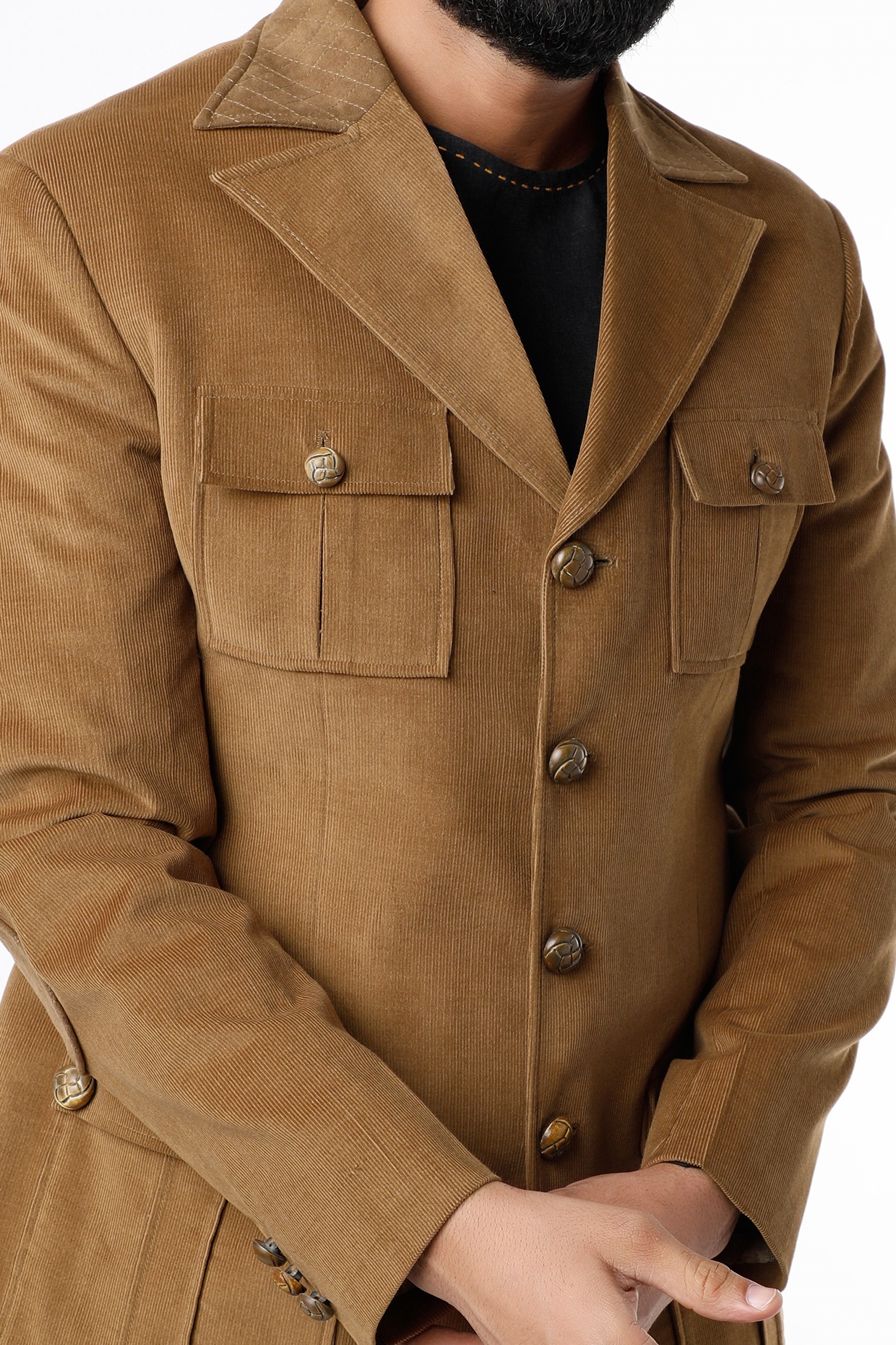 Brown Corduroy Sport Coat with Ticket Pocket (Size 44L) | Bespoke Not Broke