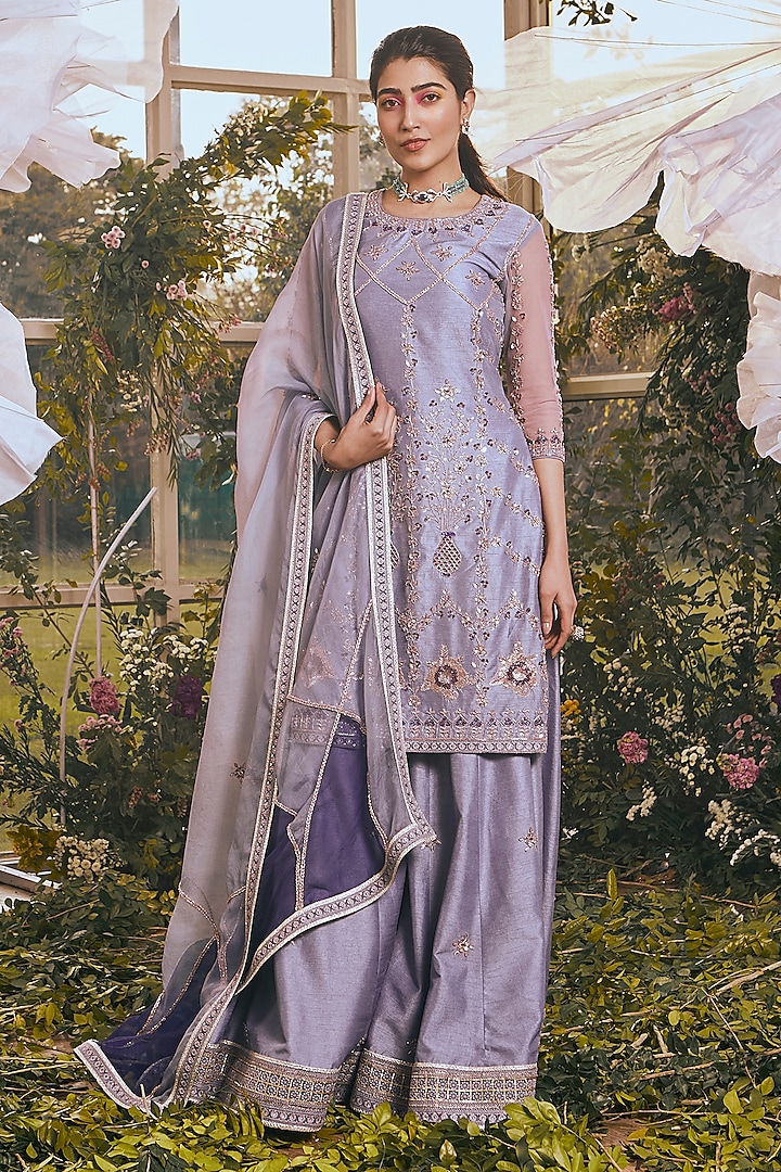 Purple Haze Georgette Sharara Set by Rachit Khanna at Pernia's Pop Up Shop