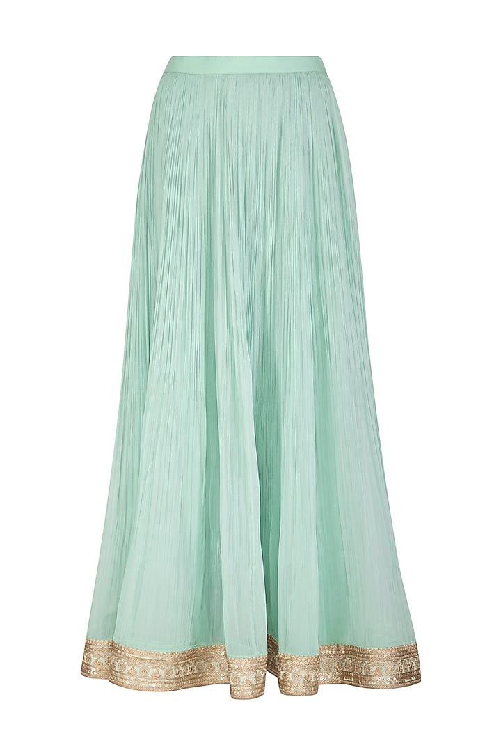 Teal Blue Embroidered Skirt Set by Rachit Khanna at Pernia's Pop Up Shop