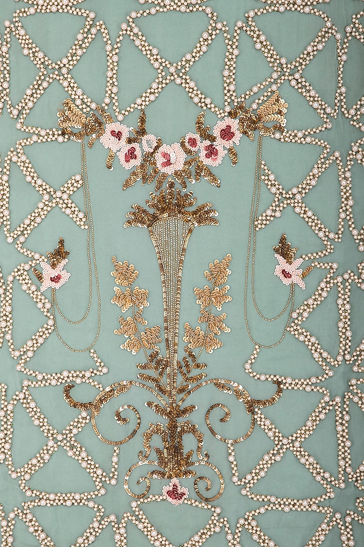Blue Embroidered Bridal Sharara Set by Rachit Khanna at Pernia's Pop Up Shop