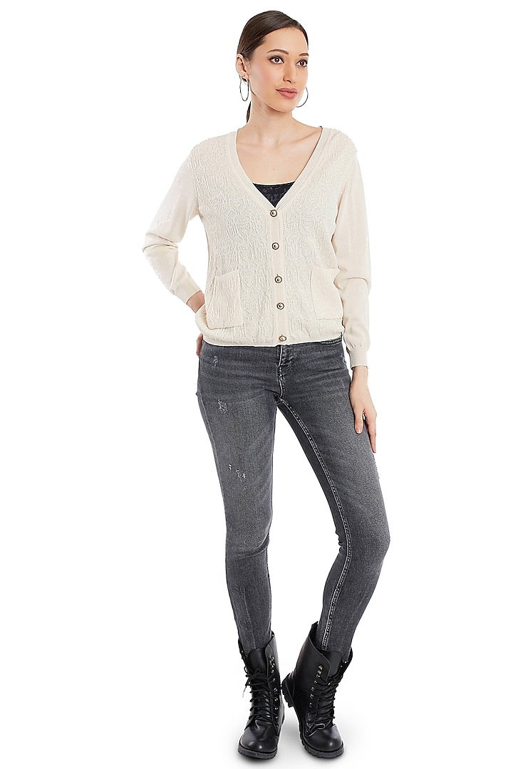 Ivory Button Down Cardigan by Rocky Star