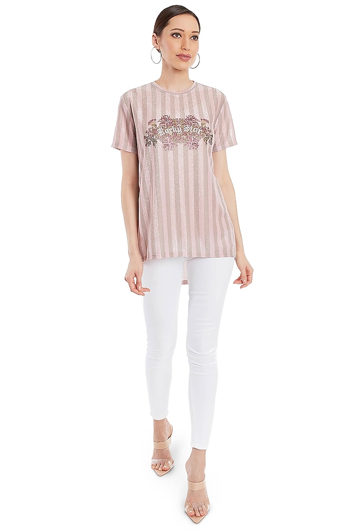 Blush Pink Embellished T-Shirt by Rocky Star