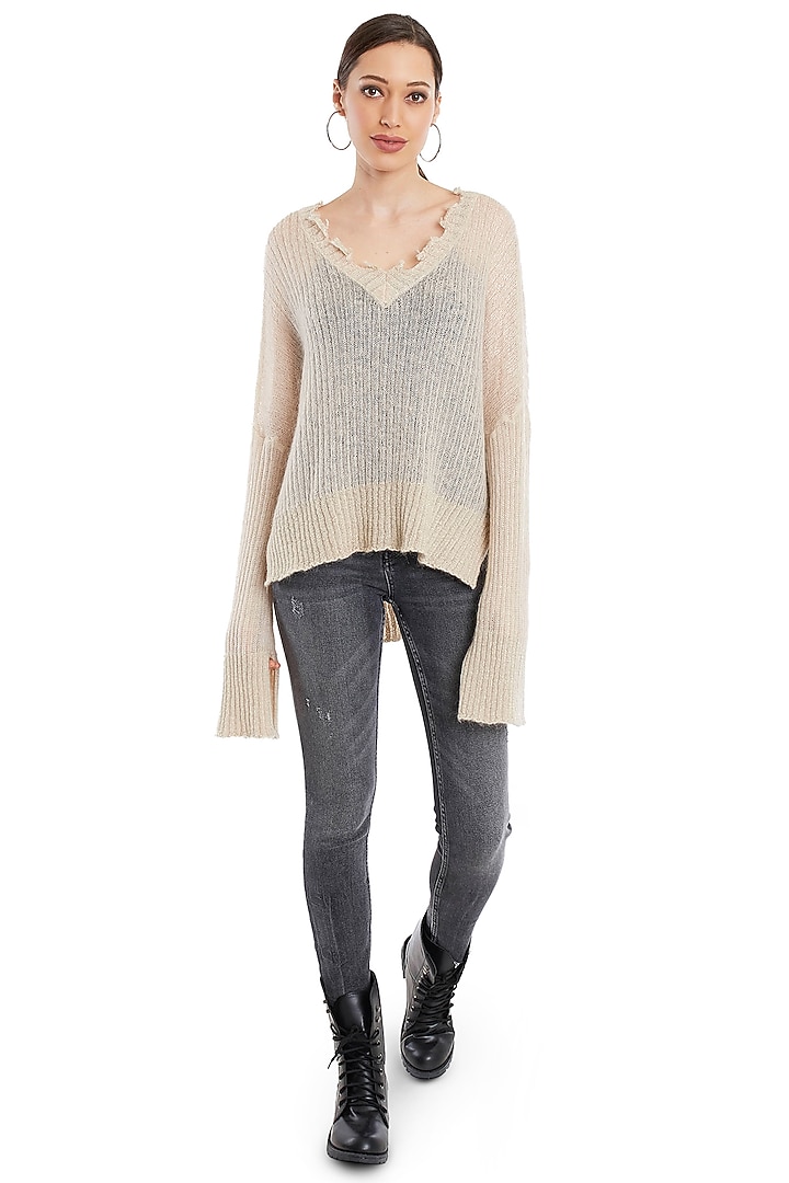 Beige Knitted Top by Rocky Star at Pernia's Pop Up Shop