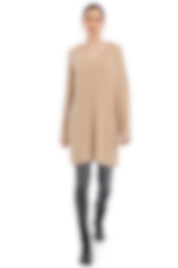 Beige Knitted Long Top by Rocky Star at Pernia's Pop Up Shop