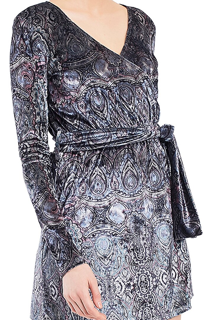 Grey Printed Velvet Summer Dress by Rocky Star at Pernia's Pop Up Shop