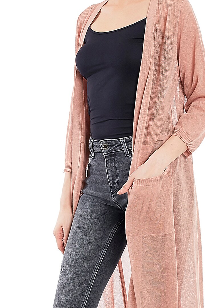 Peach Viscose Long Shrug by Rocky Star at Pernia's Pop Up Shop