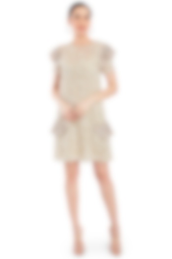 Beige Embroidered Dress by Rocky Star