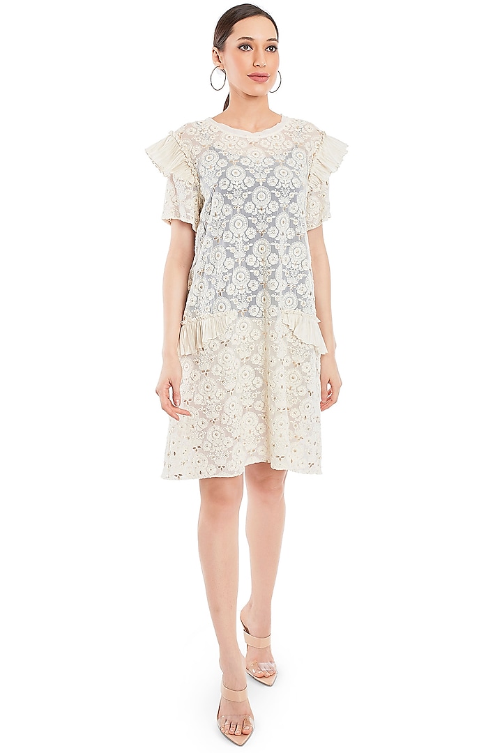 Ivory Embroidered Dress by Rocky Star