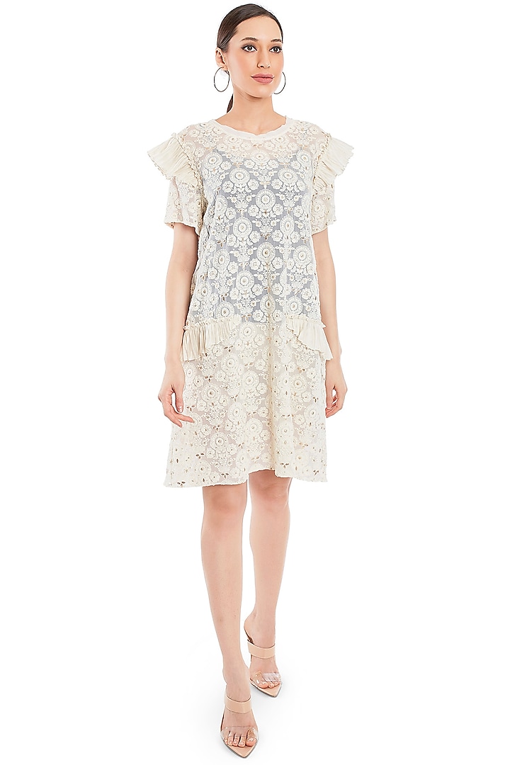 Ivory Embroidered Dress by Rocky Star at Pernia's Pop Up Shop