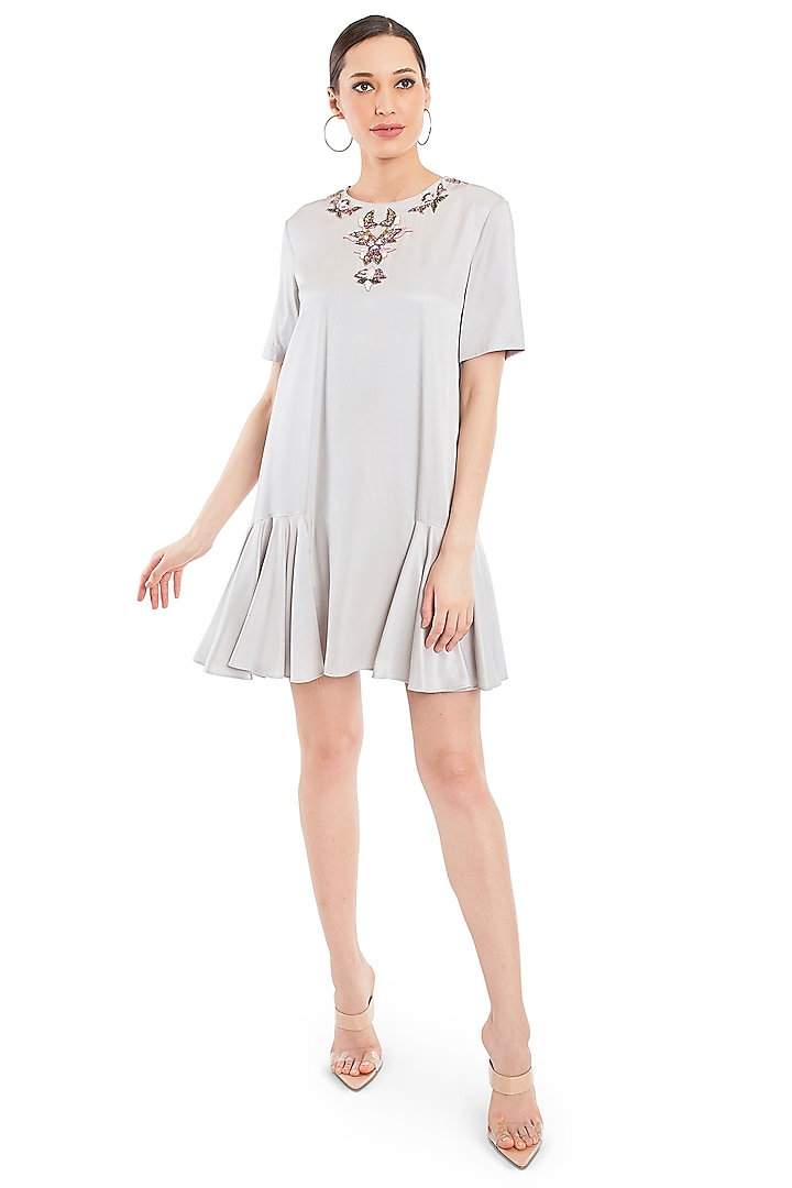 Grey Embroidered Dress by Rocky Star
