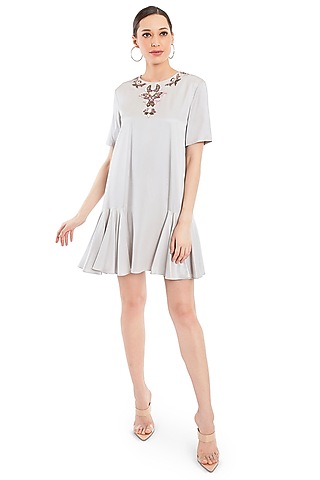 Grey Embroidered Dress by Rocky Star
