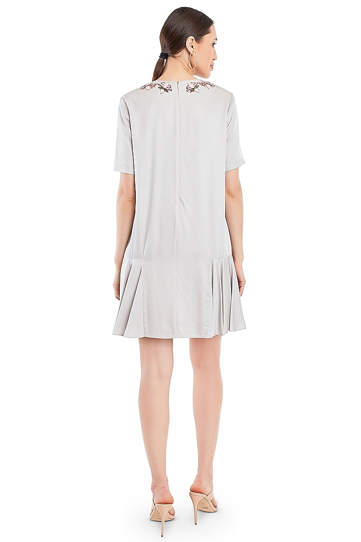 Grey Embroidered Vacation Dress by Rocky Star at Pernia's Pop Up Shop