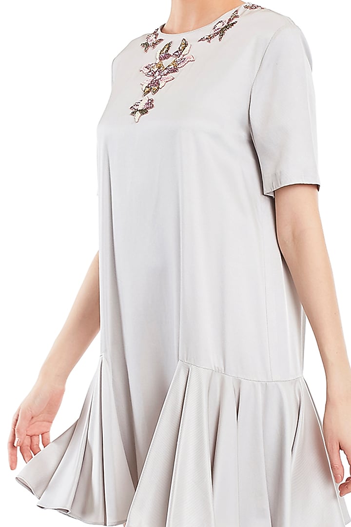 Grey Embroidered Vacation Dress by Rocky Star at Pernia's Pop Up Shop