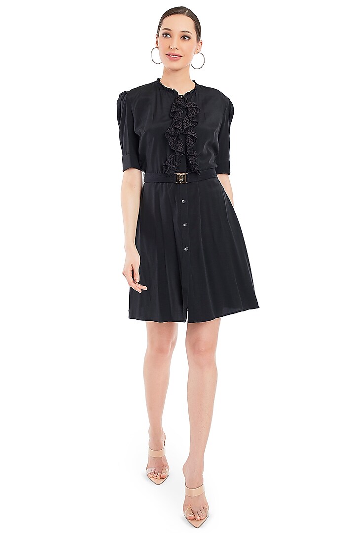 Black Rayon Summer Shirt Dress by Rocky Star at Pernia's Pop Up Shop