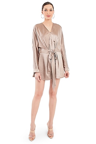 Beige Overlapped Dress by Rocky Star