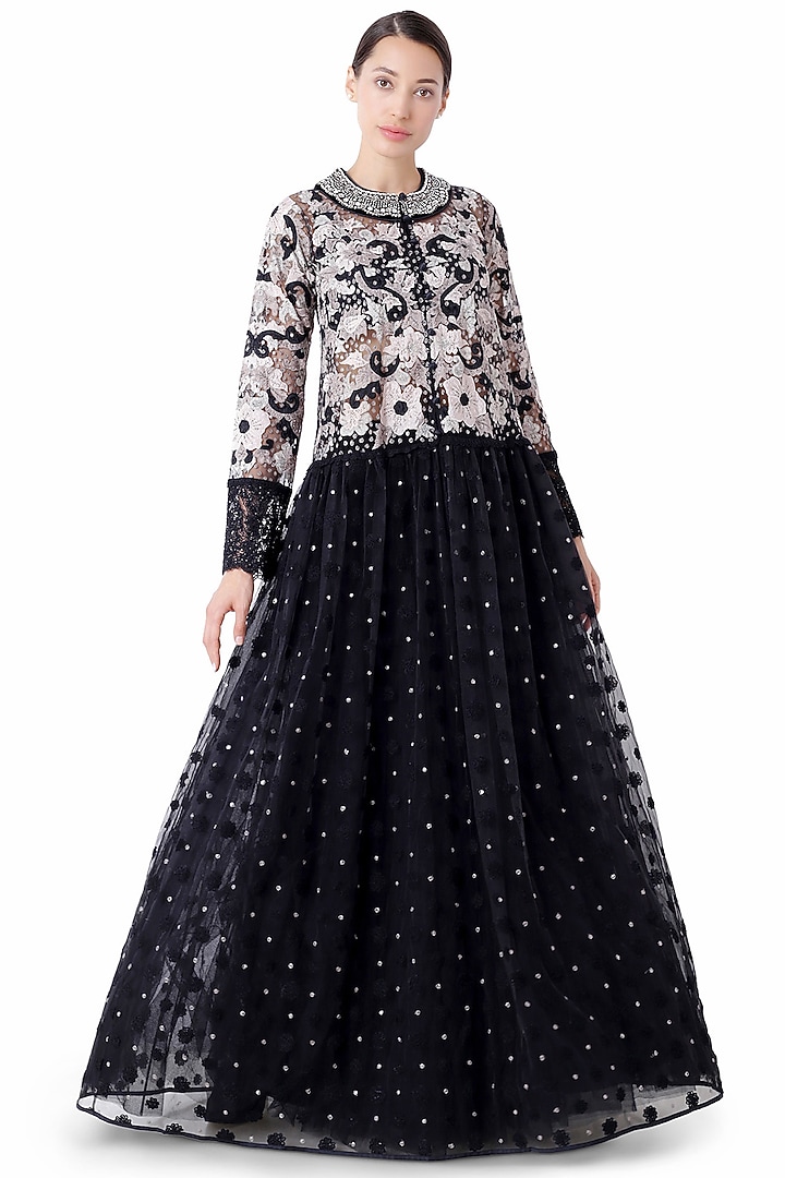 Black Thread Embroidered Tunic Set by Rocky Star at Pernia's Pop Up Shop