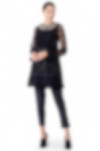 Black Thread & Sequins Embroidered Tunic Set by Rocky Star at Pernia's Pop Up Shop