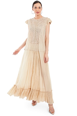 Ivory Gathered Frill Dress by Rocky Star