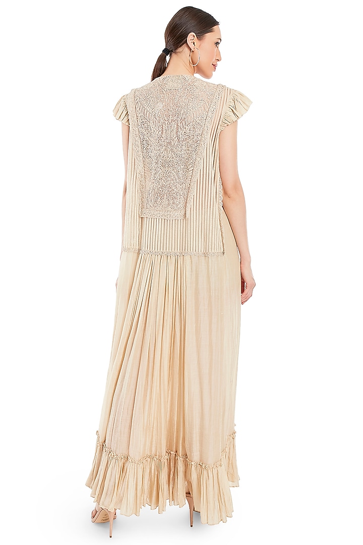 Ivory Gathered Frill Party Wear Dress by Rocky Star at Pernia's Pop Up Shop