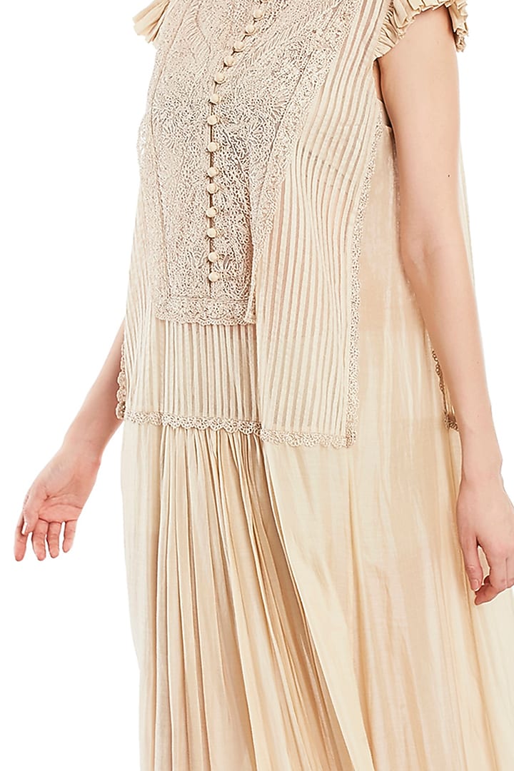 Ivory Gathered Frill Party Wear Dress by Rocky Star at Pernia's Pop Up Shop