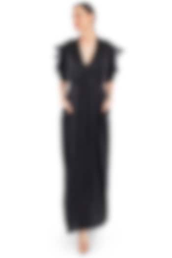 Black Frill Summer Dress With Belt by Rocky Star at Pernia's Pop Up Shop