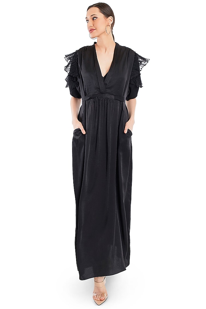 Black Frill Summer Dress With Belt by Rocky Star at Pernia's Pop Up Shop