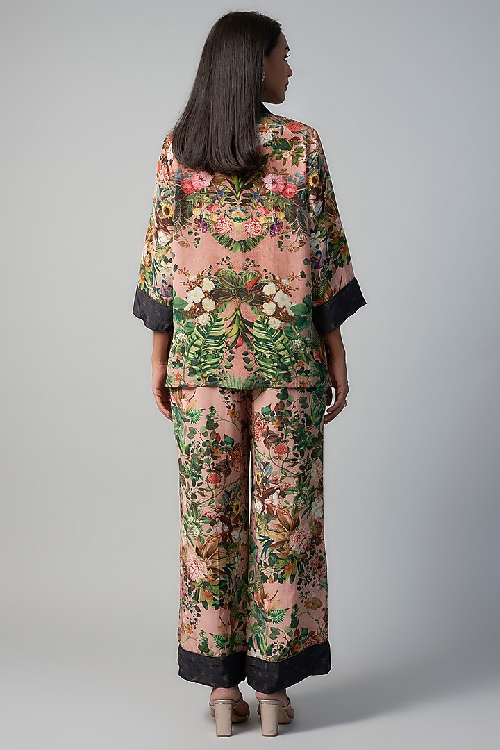Pink Polyester Crepe Botanical Printed Co-Ord Set by Rocky Star at Pernia's Pop Up Shop