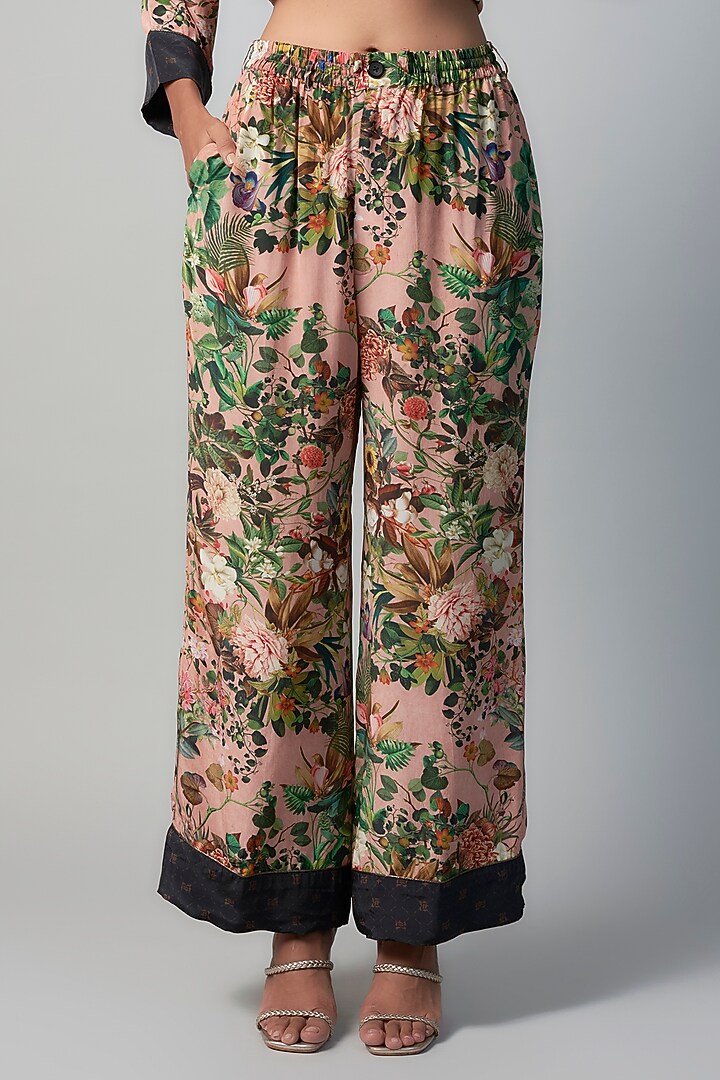 Pink Polyester Crepe Botanical Printed Co-Ord Set by Rocky Star at Pernia's Pop Up Shop