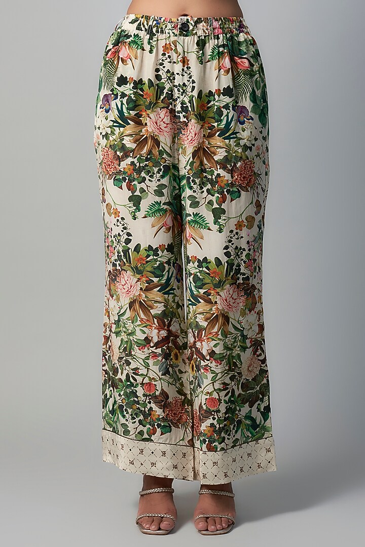 White Polyester Crepe Botanical Printed Co-Ord Set by Rocky Star at Pernia's Pop Up Shop