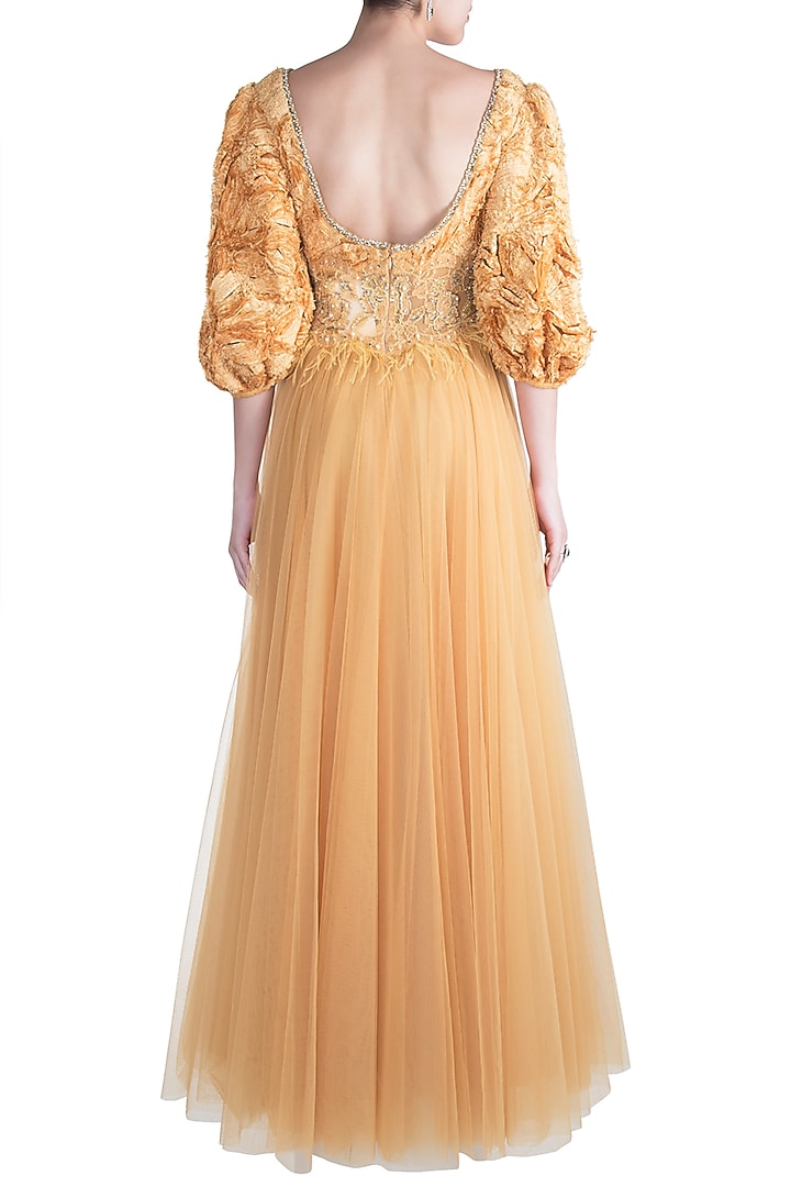Golden Yellow Embroidered Engagement Gown by Rocky Star at Pernia's Pop Up Shop