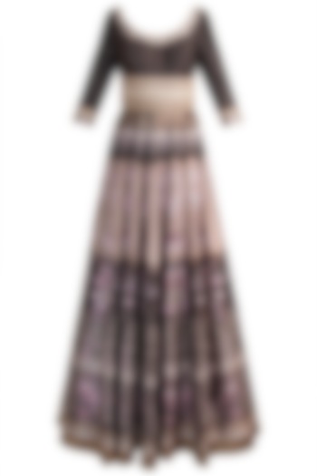Brown Digital Printed & Embroidered Gown by Rocky Star