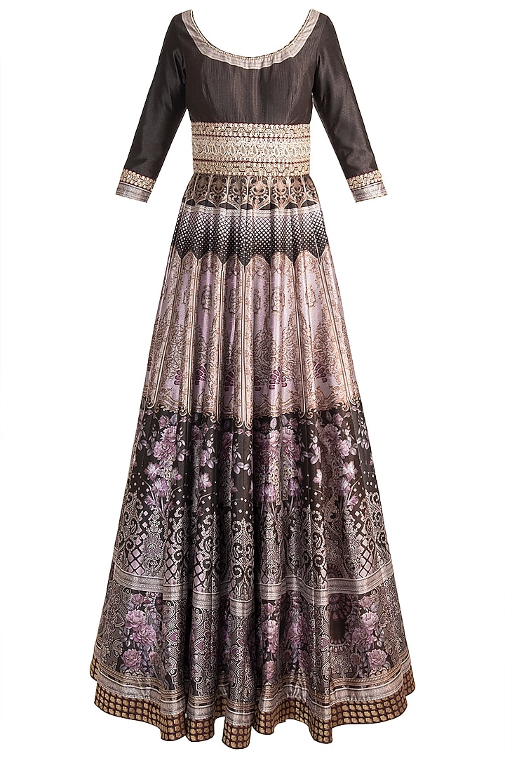 Brown Digital Printed & Embroidered Engagement Gown by Rocky Star at Pernia's Pop Up Shop