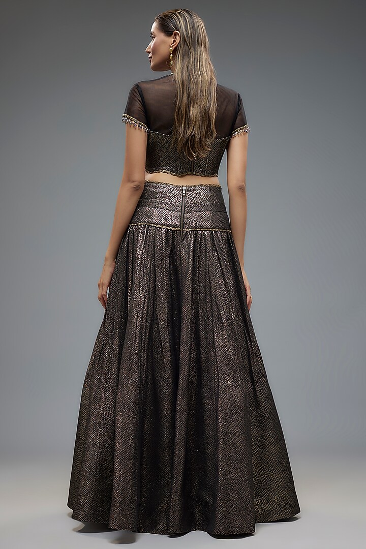Gold Poly Lurex & Net Wedding Lehenga Set by Rocky Star at Pernia's Pop Up Shop