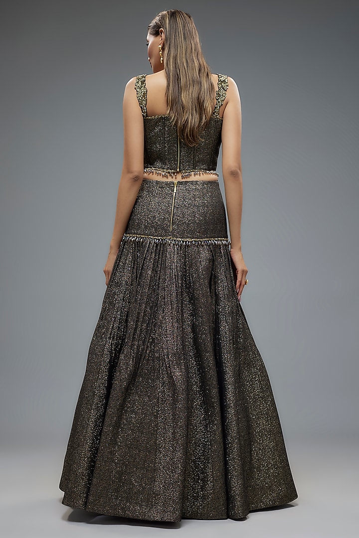 Gold Poly Lurex Wedding Lehenga Set by Rocky Star at Pernia's Pop Up Shop