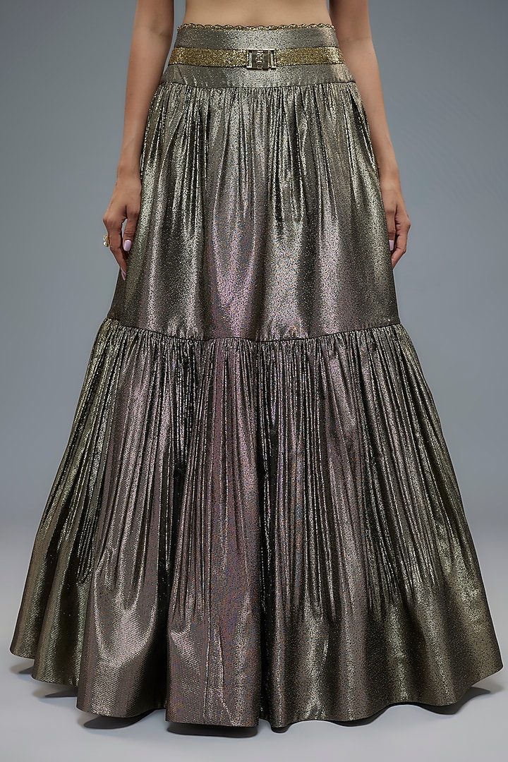 Gold Poly Lurex Wedding Lehenga Set by Rocky Star at Pernia's Pop Up Shop